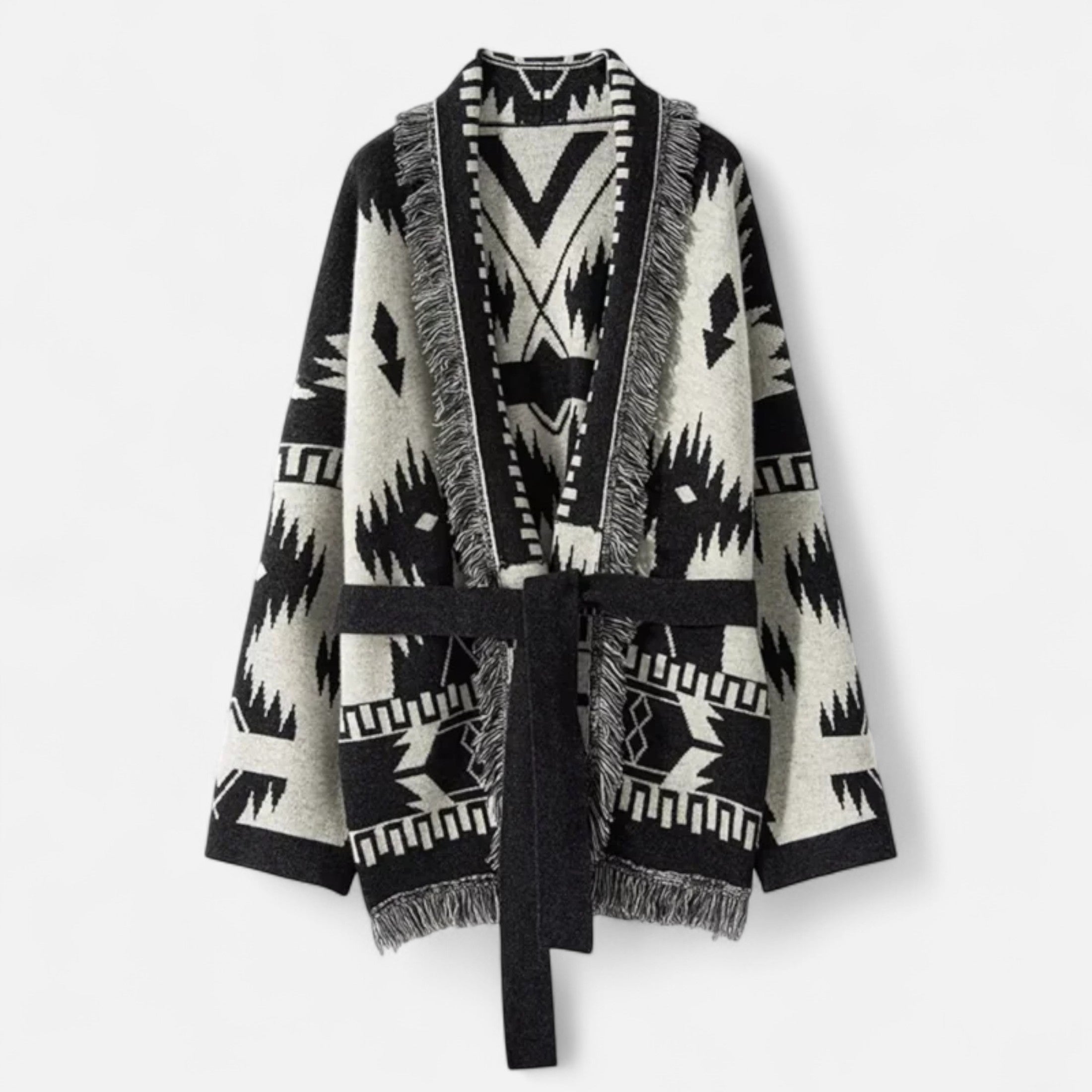 Women's Jacquard Knit Sweater with Pompons