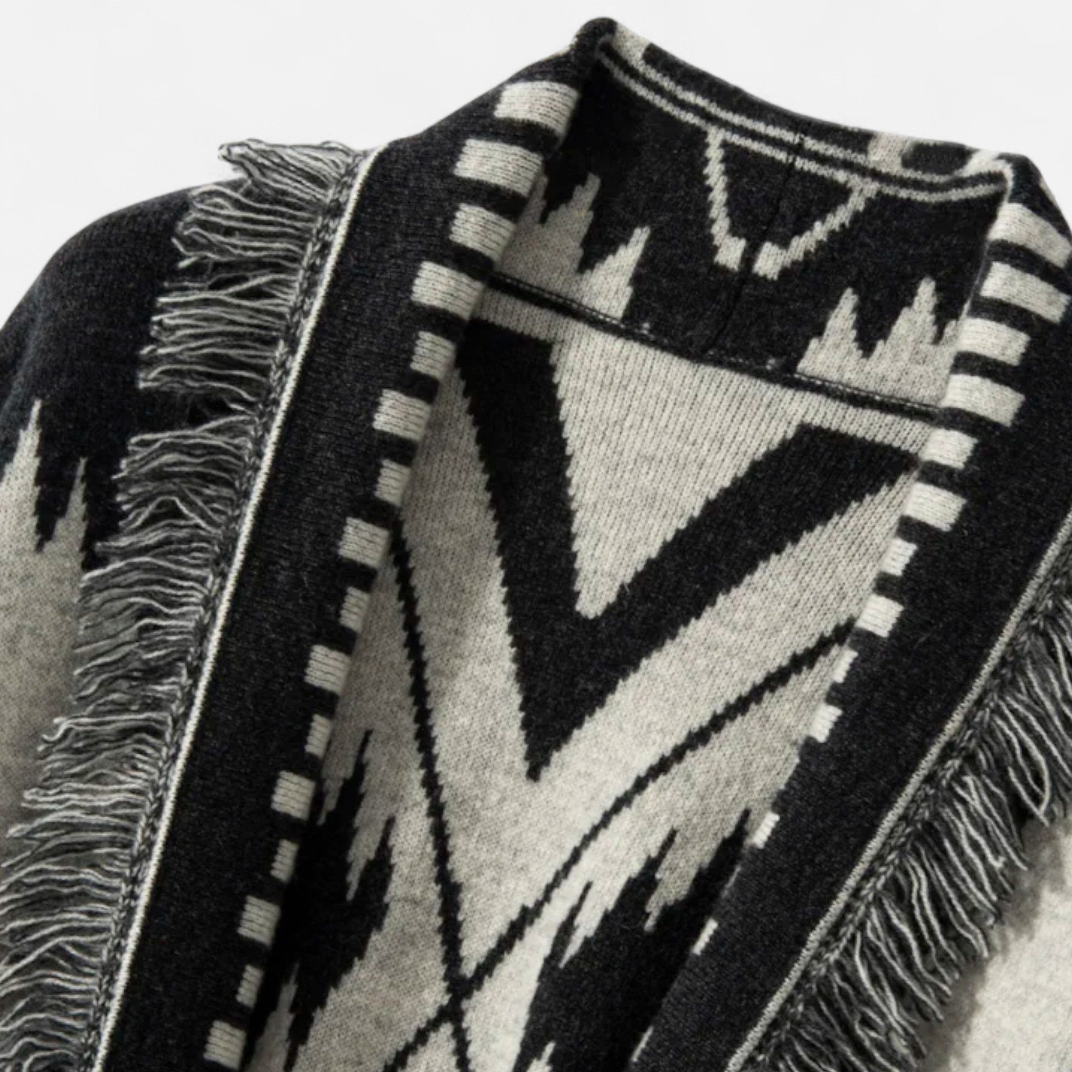 Women's Jacquard Knit Sweater with Pompons