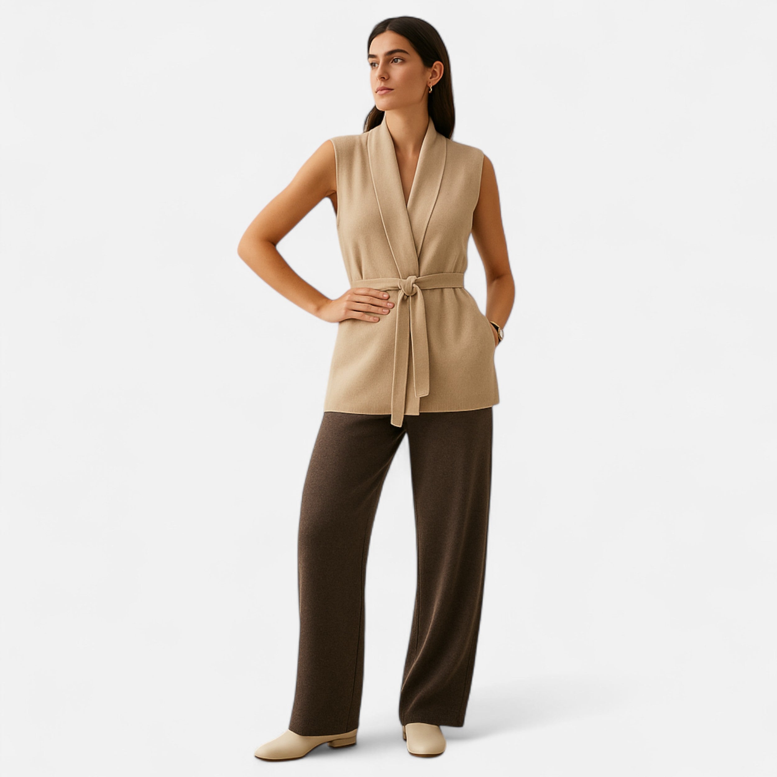 Women's Merino Wool Sleeveless Collared Gilet