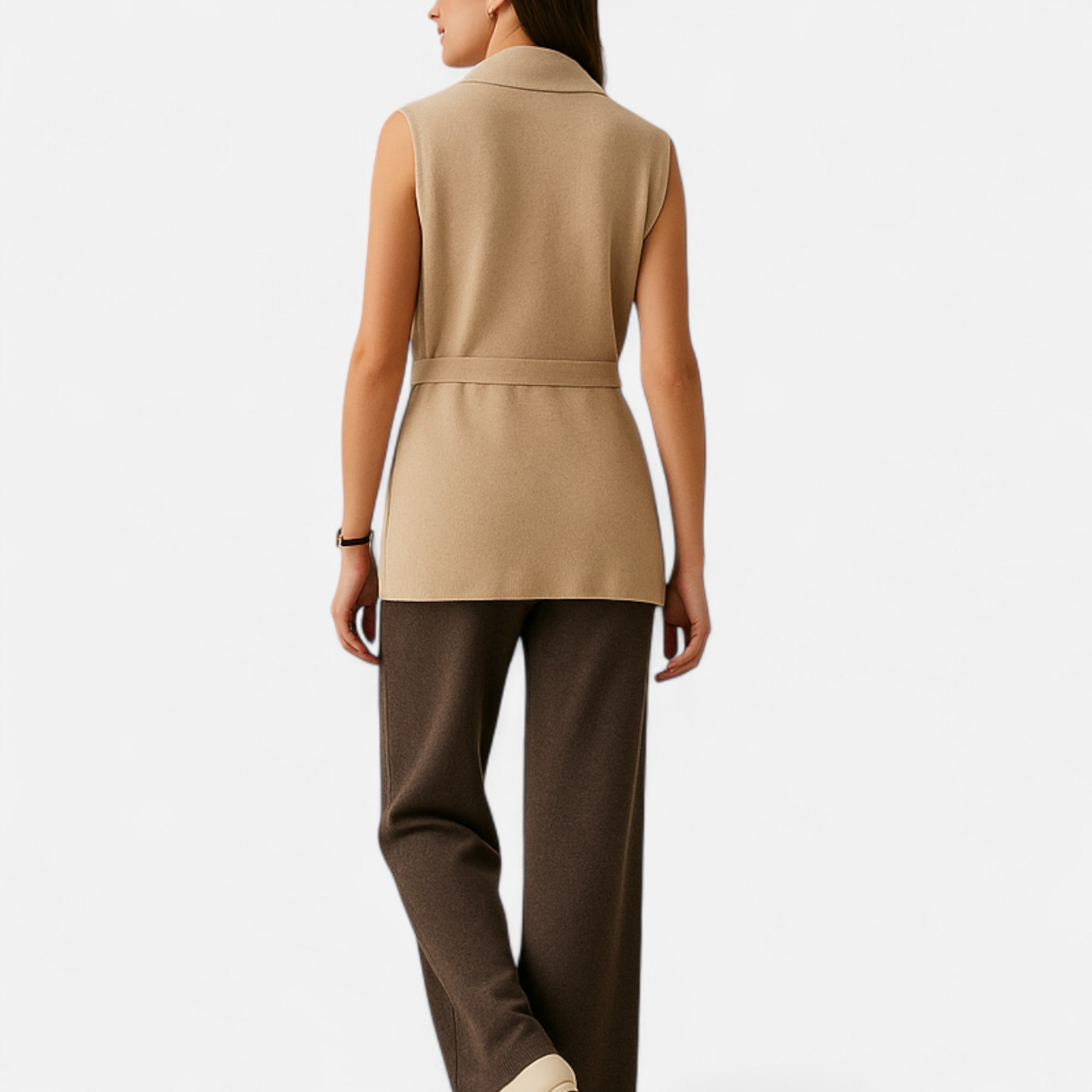 Women's Merino Wool Sleeveless Collared Gilet