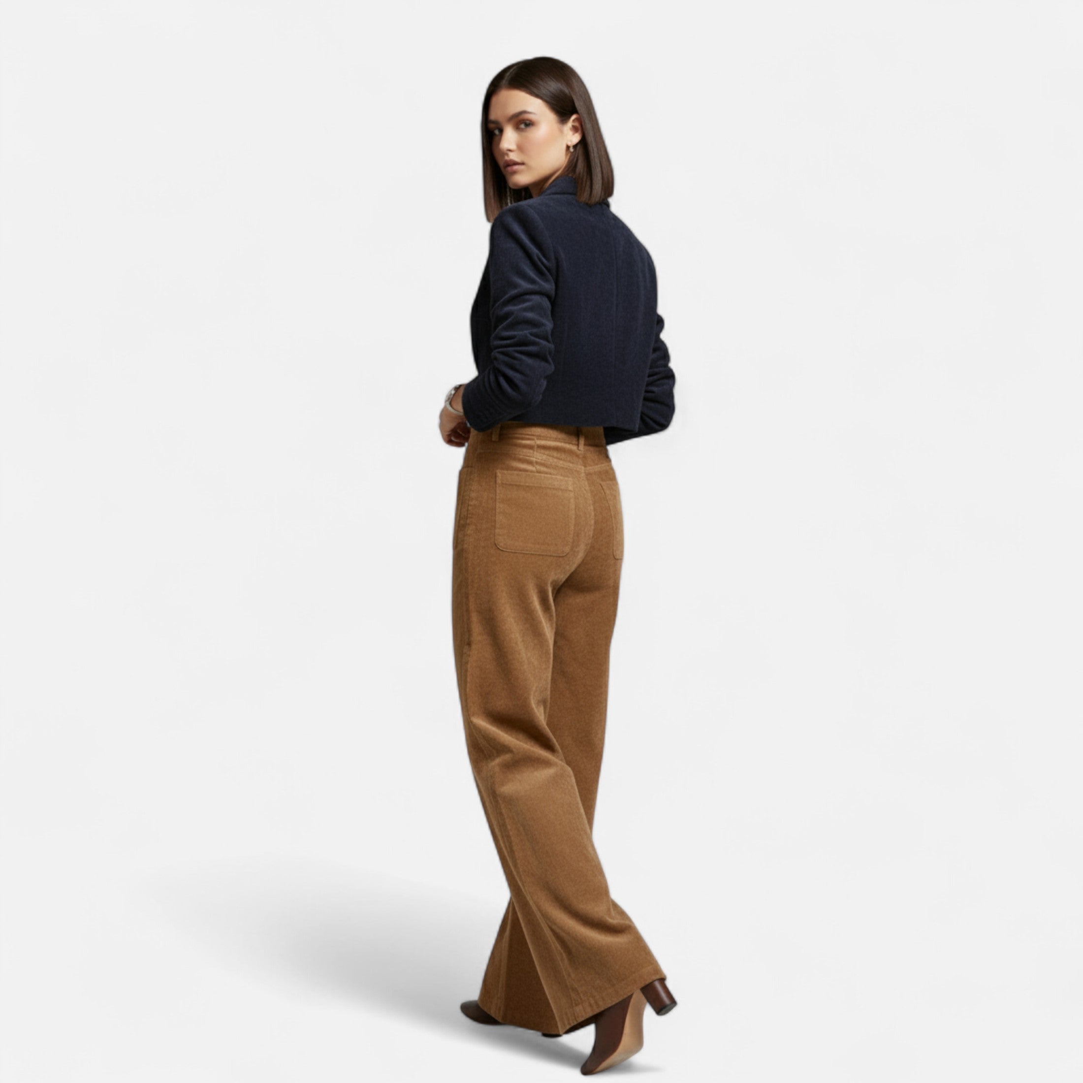 Retro high-waisted wide-leg pants for women