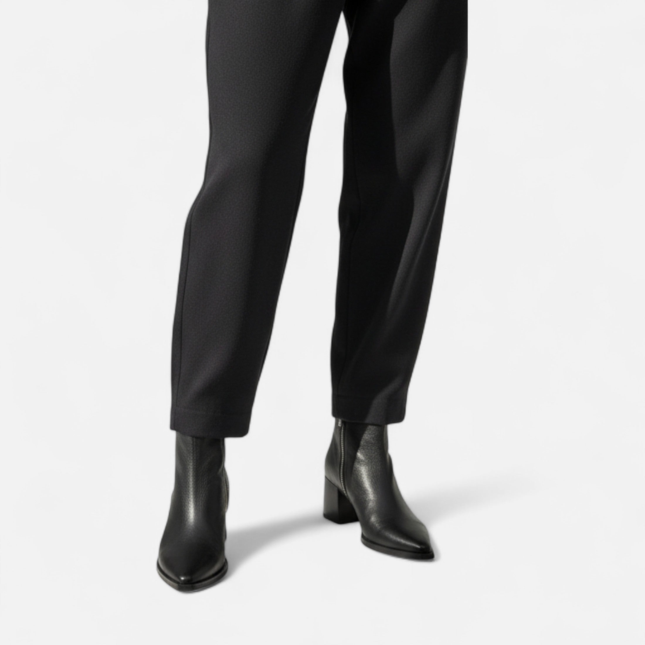 Women's Genuine Leather Chelsea Ankle Boots with Pointed Toe and Square Heel