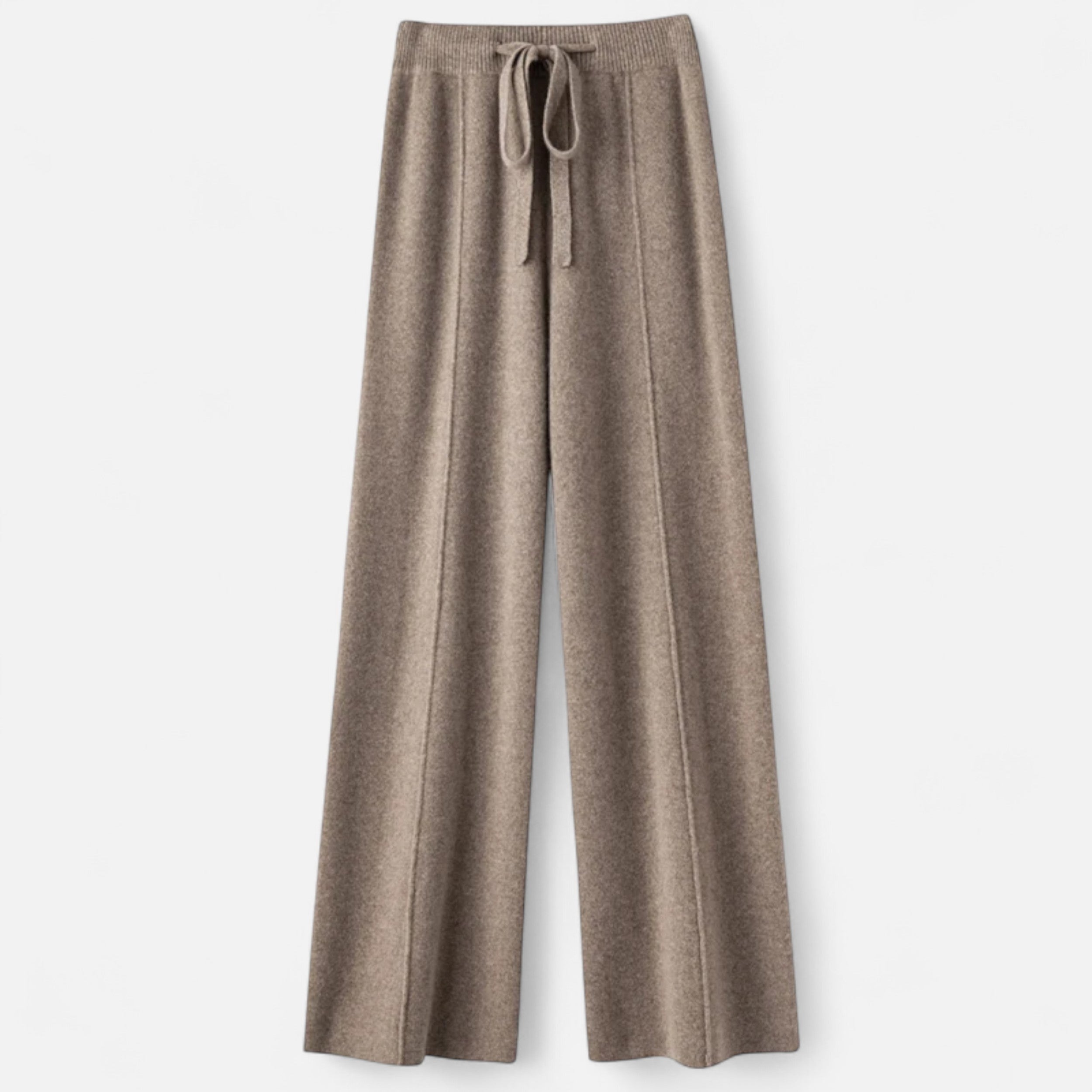 Loose-leg knitted wool trousers for women