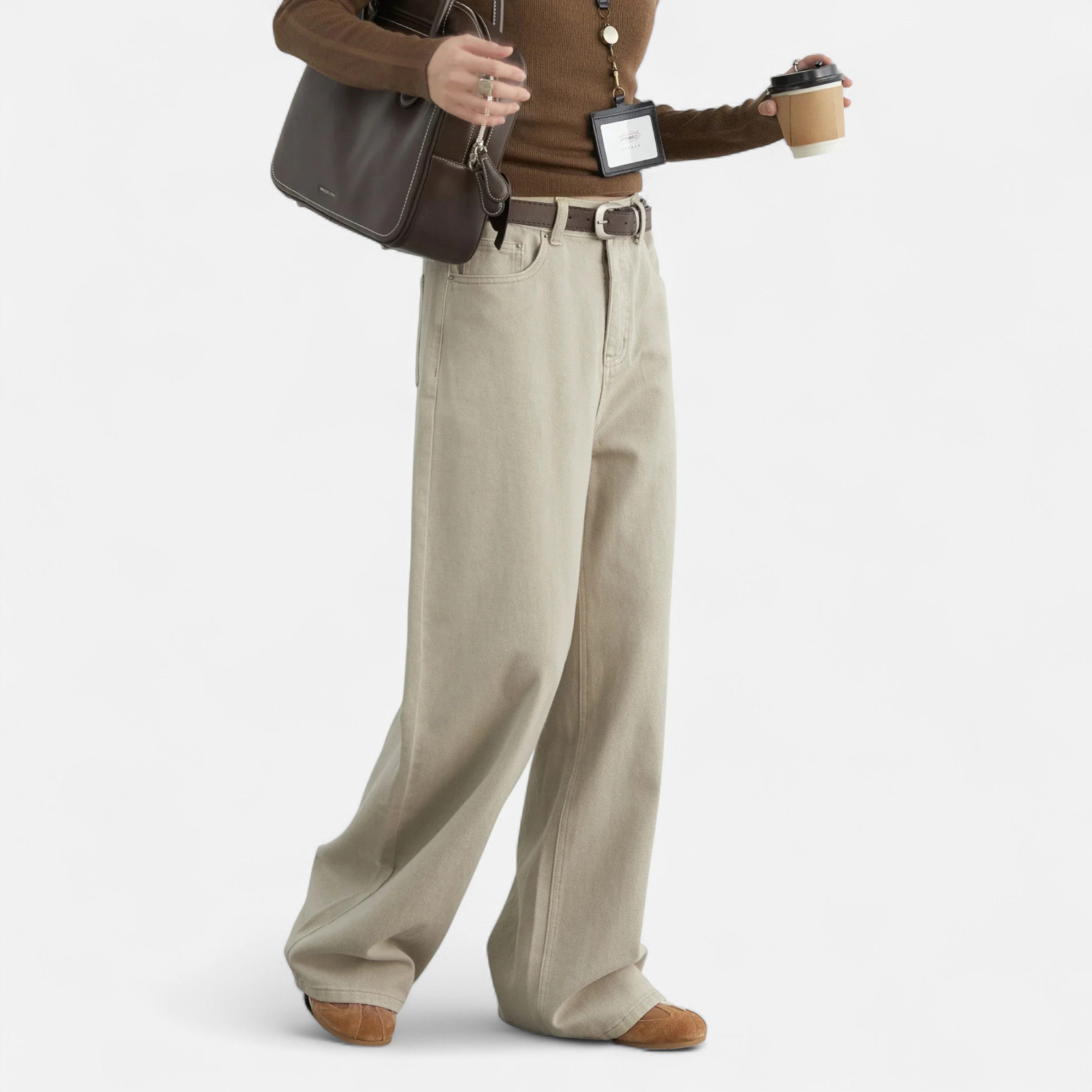 Women's High Waist Wide Leg Cotton Pants