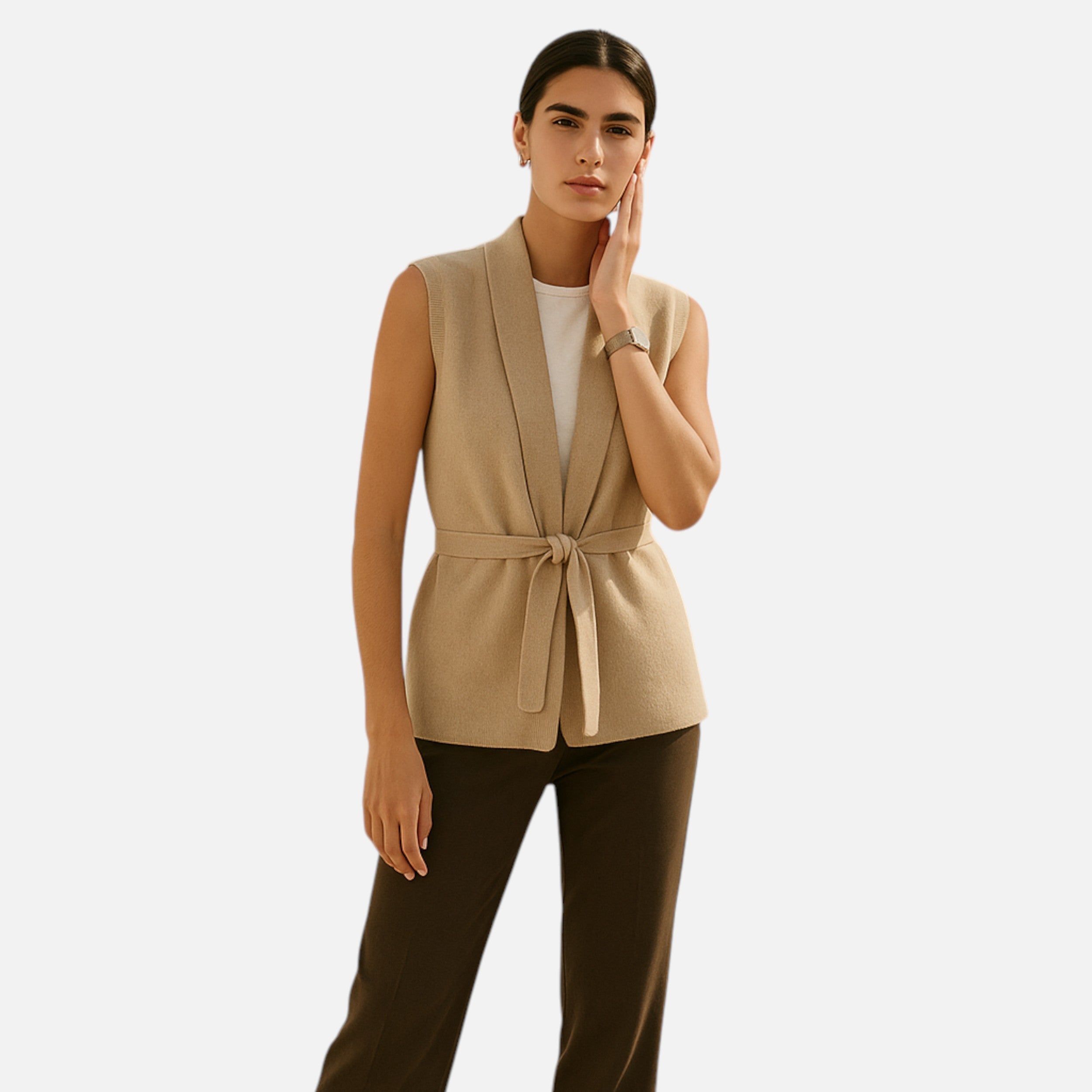 Women's Merino Wool Sleeveless Collared Gilet
