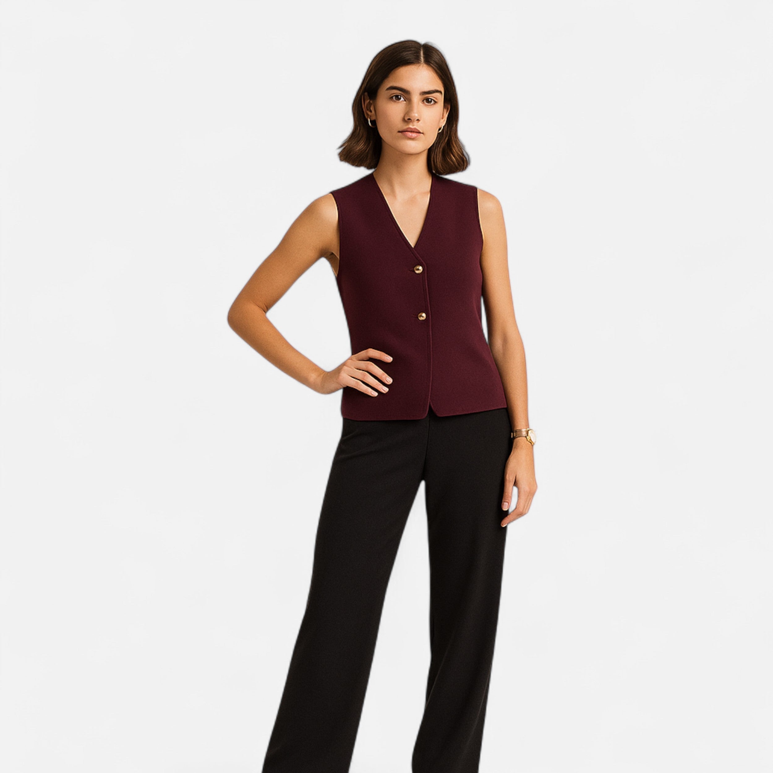 Women's Button-up Cropped Knit Vest