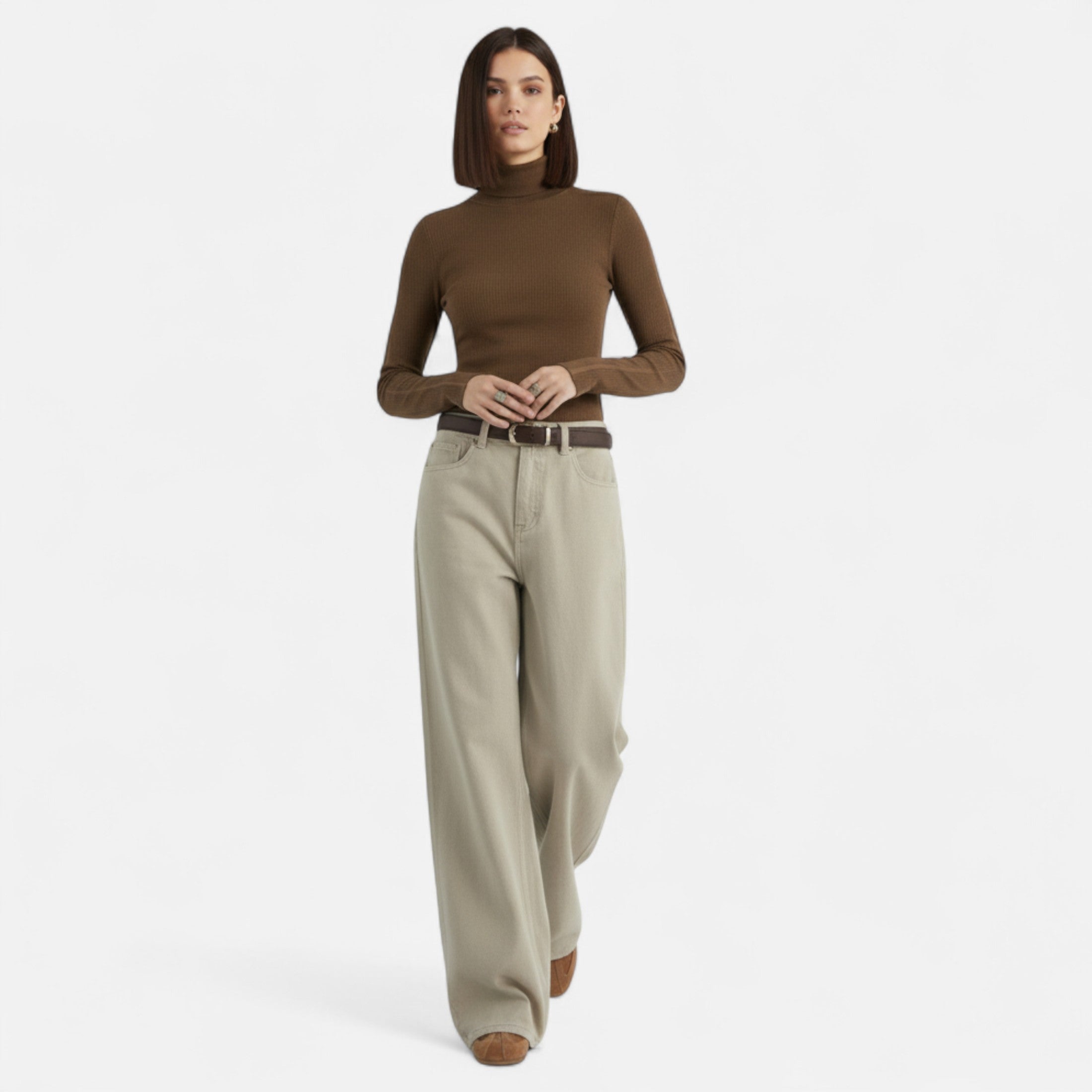 Women's High Waist Wide Leg Cotton Pants