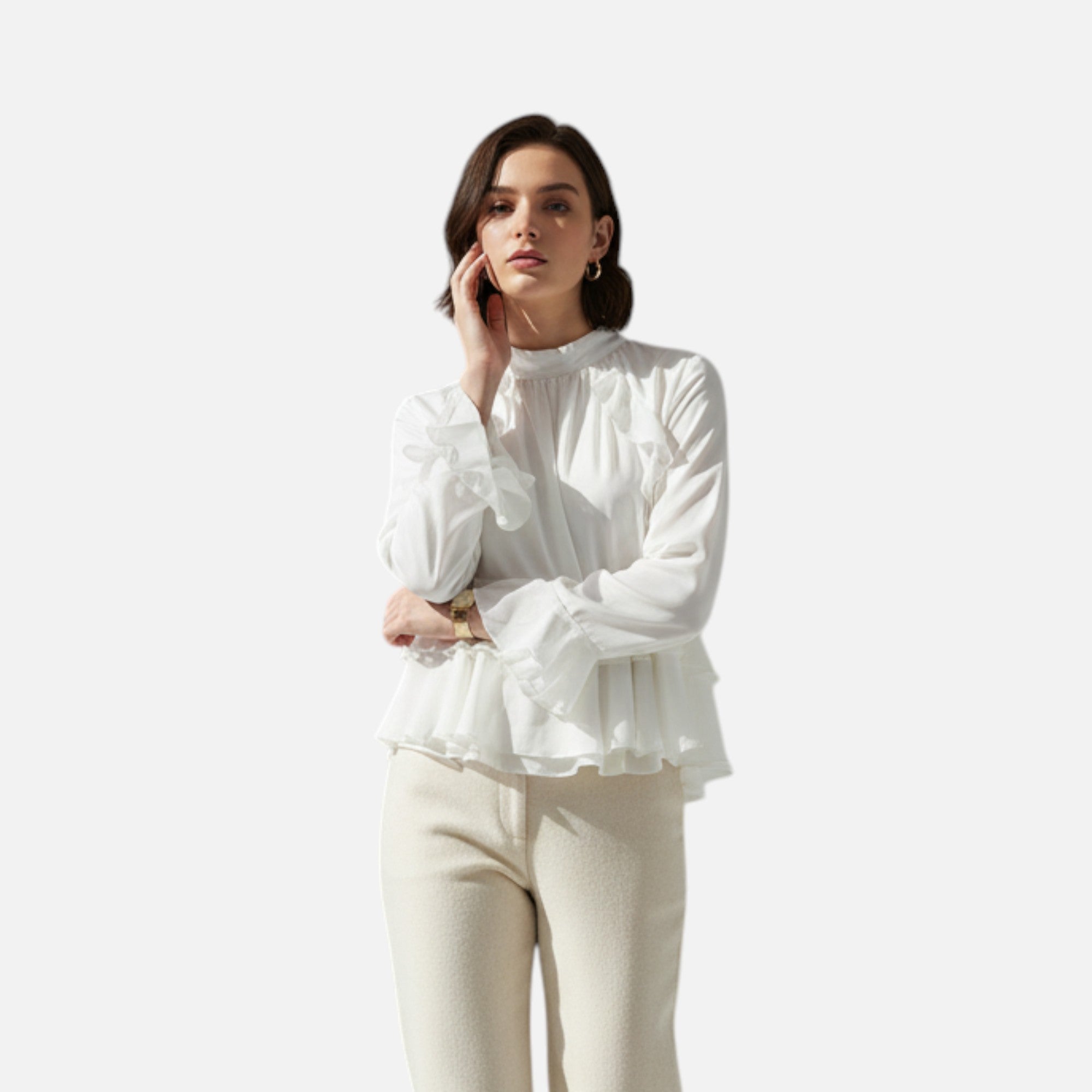 Elegant Women's Ruffled Chiffon Blouse