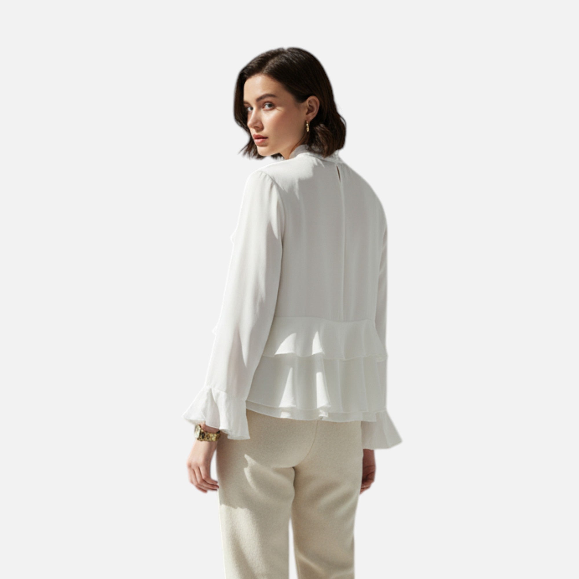 Elegant Women's Ruffled Chiffon Blouse