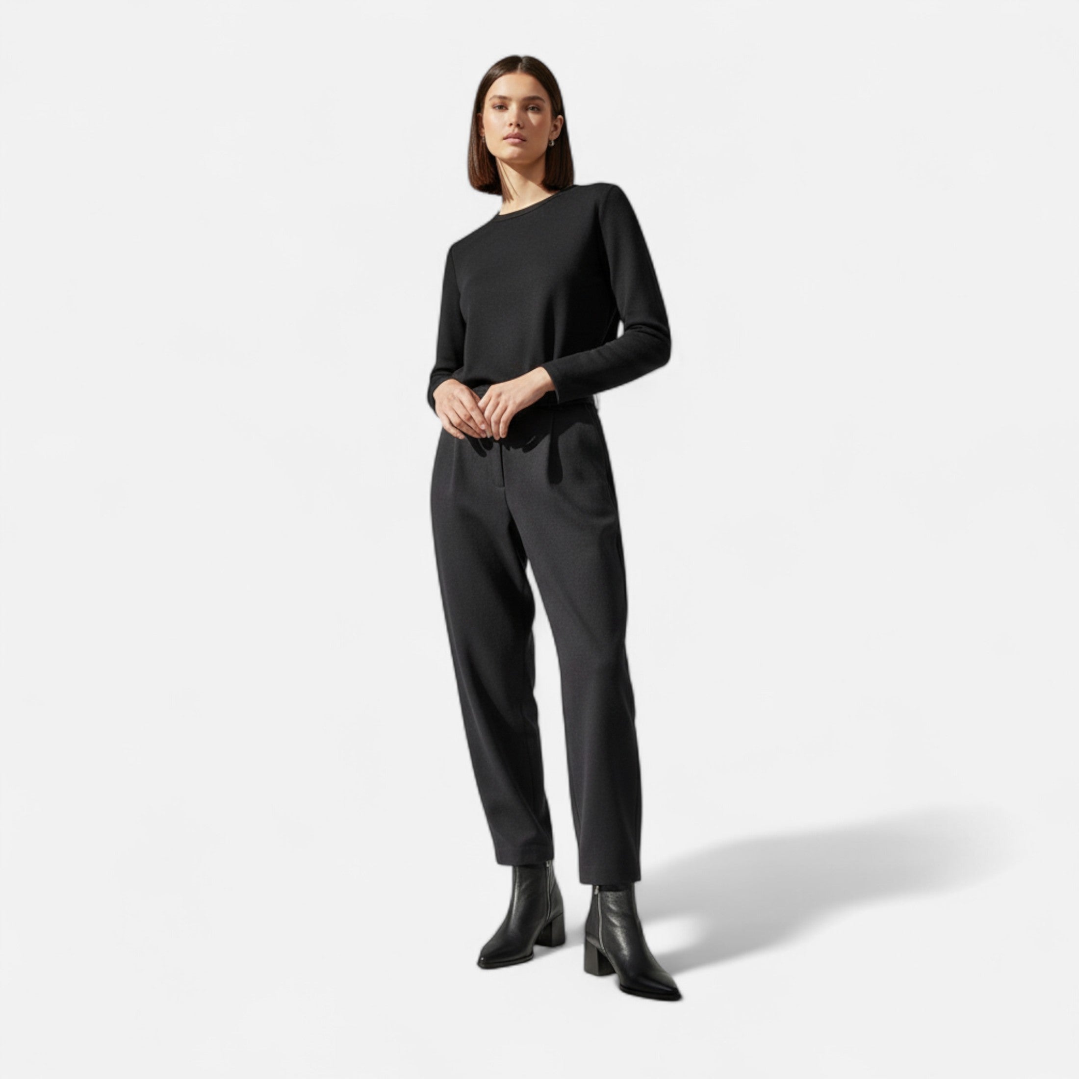 Women's Genuine Leather Chelsea Ankle Boots with Pointed Toe and Square Heel