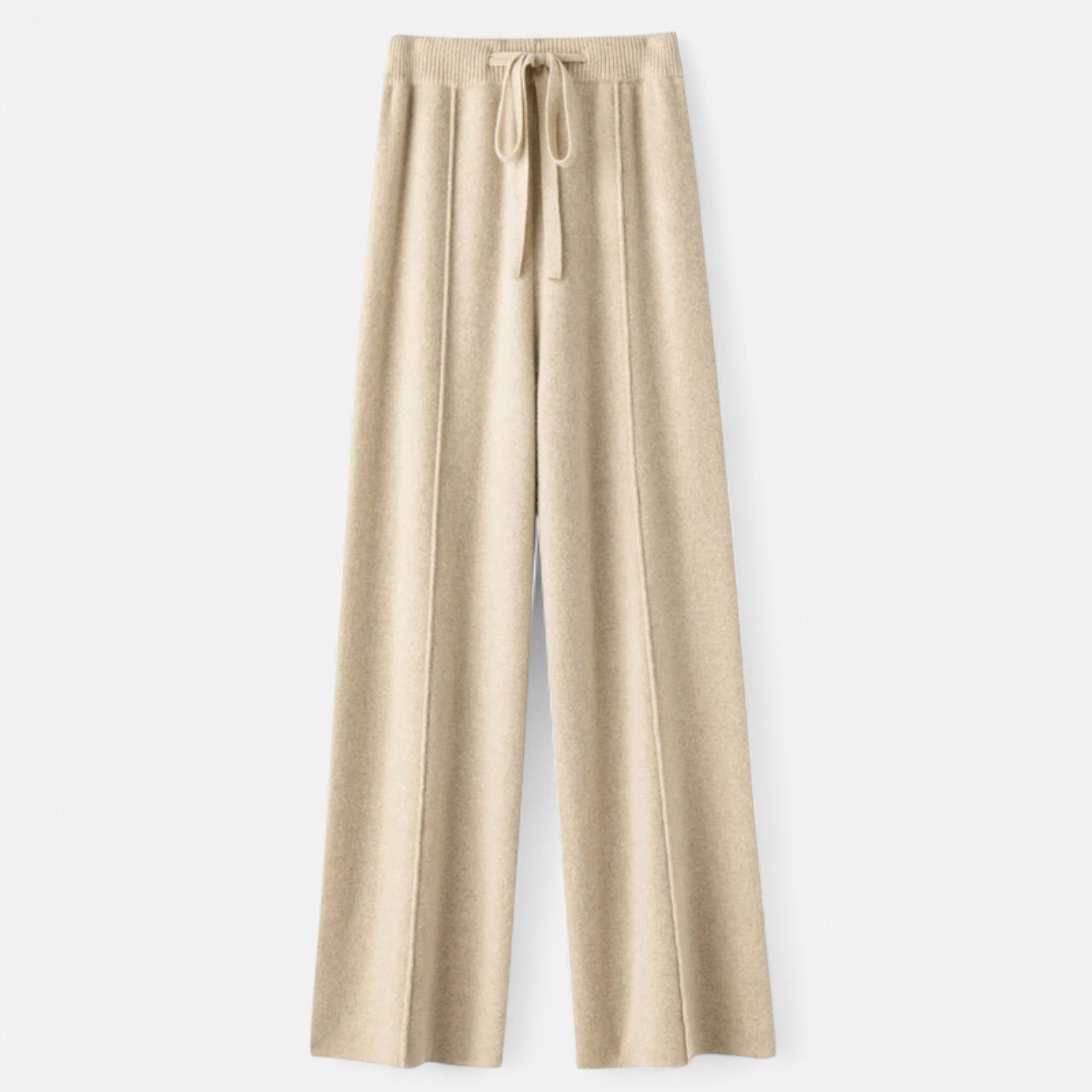 Loose-leg knitted wool trousers for women