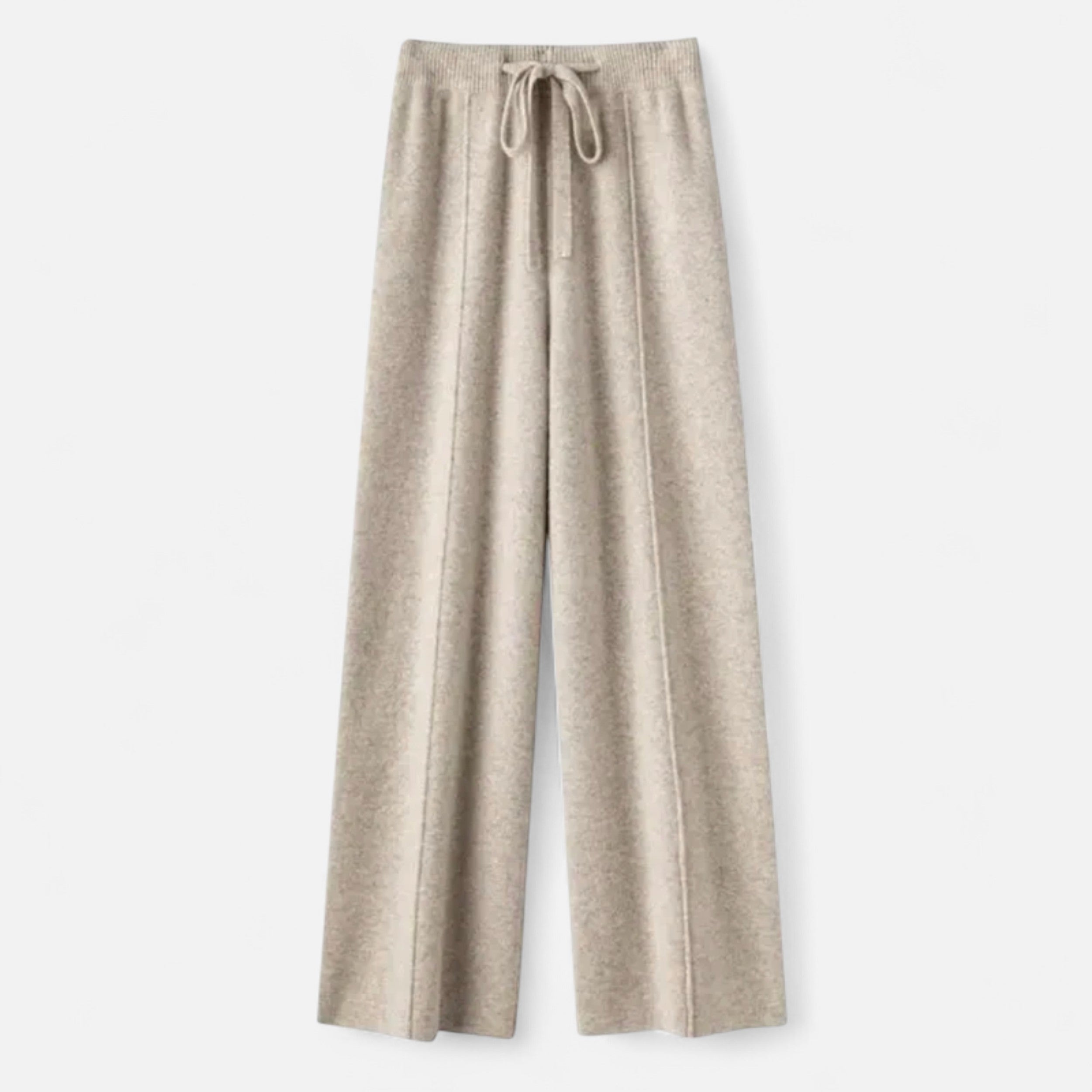 Loose-leg knitted wool trousers for women
