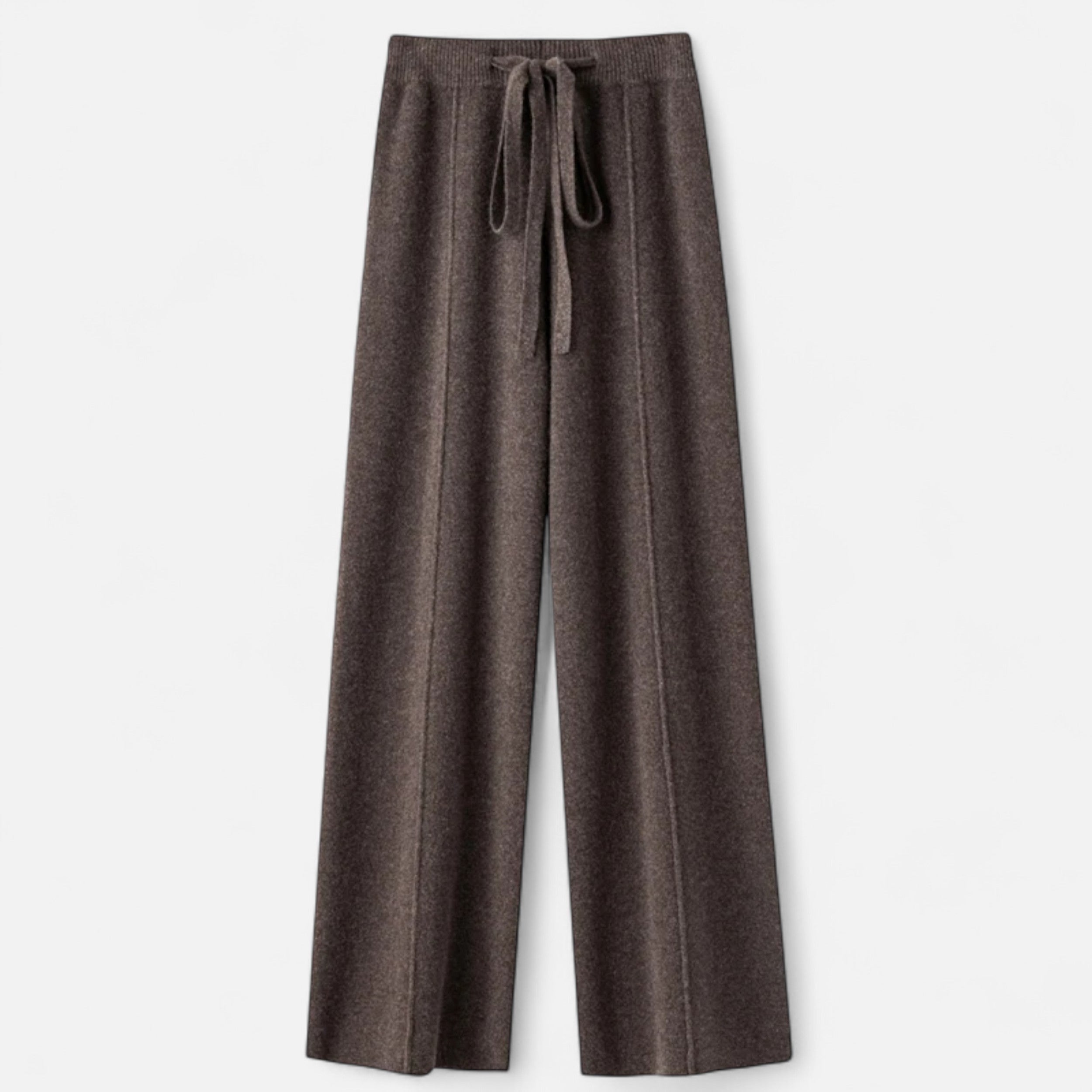Loose-leg knitted wool trousers for women